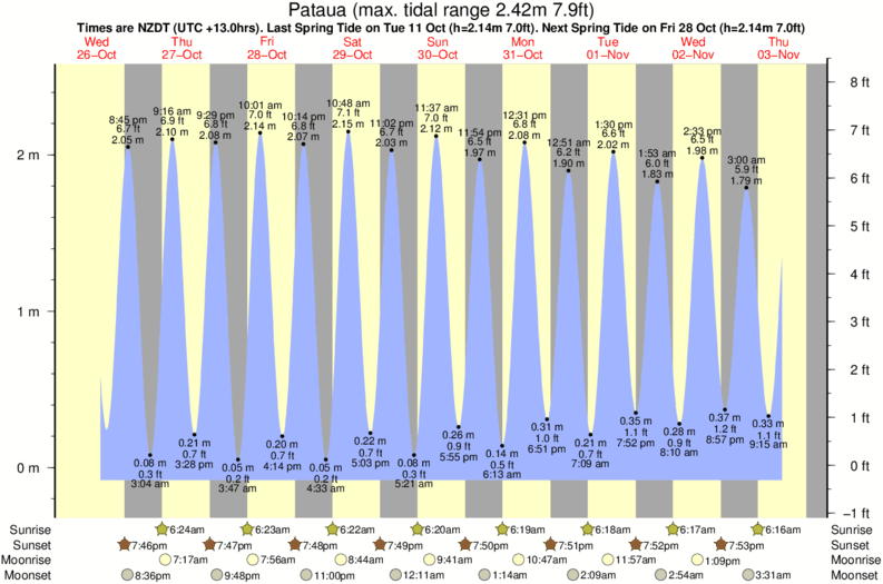 tide graph for Pataua surf break