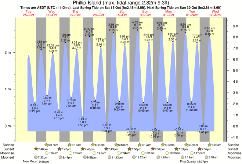 tide graph for Phillip Island near Surfies Point surf break