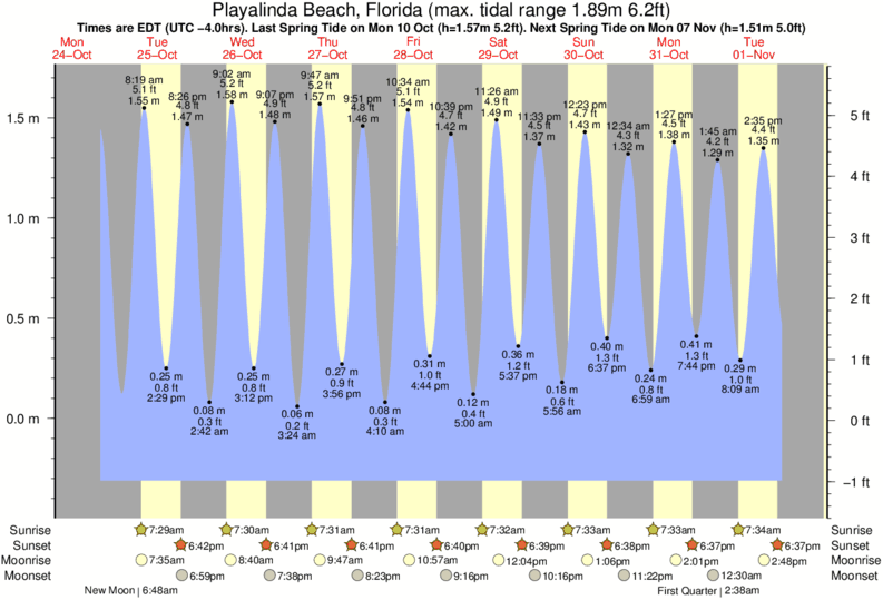 tide graph for Playalinda Beach, Florida near Playa Linda surf break