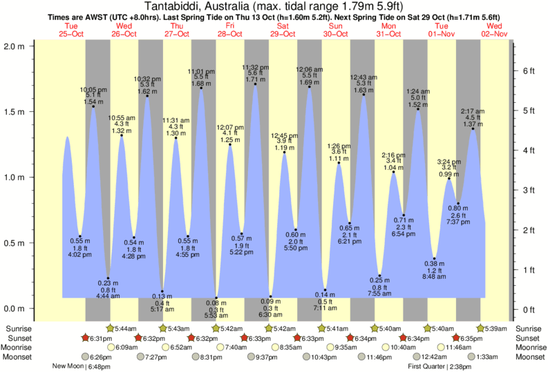 tide graph for Tantabiddi, Australia near Lighthouse Bombie surf break