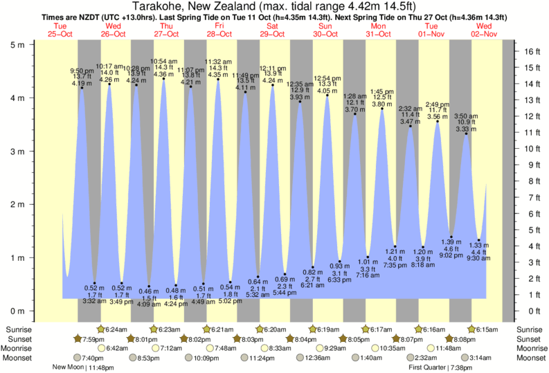 tide graph for Tarakohe, New Zealand near Tata Beach surf break