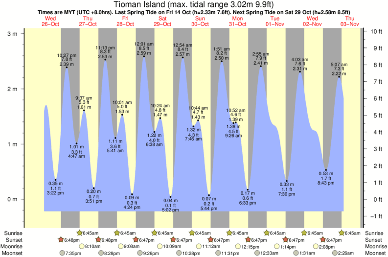 tide graph for Tioman Island surf break