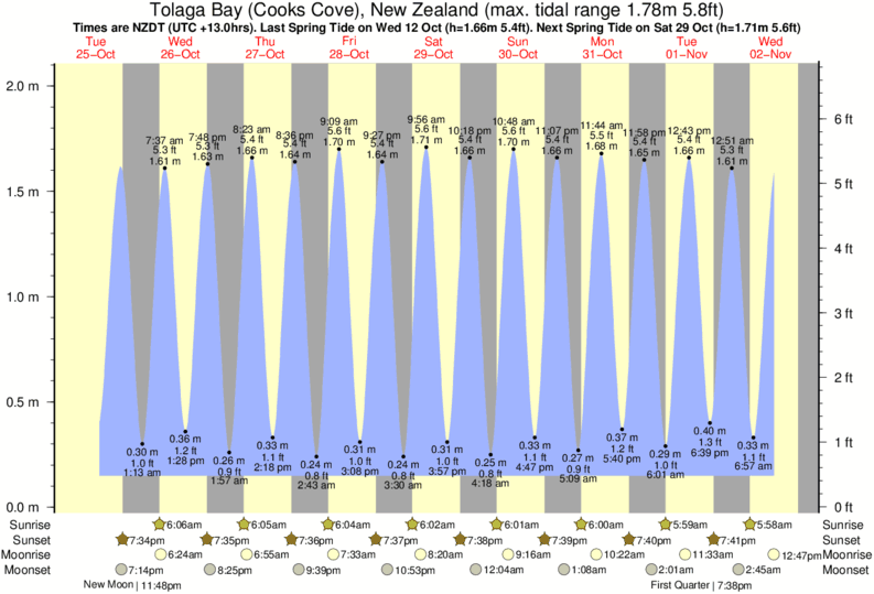 tide graph for Tolaga Bay (Cooks Cove), New Zealand near Loisell's surf break