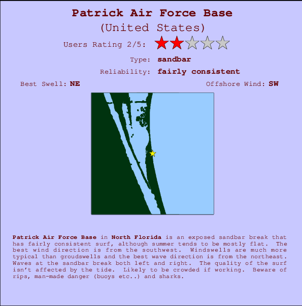 Patrick Air Force Base Surf Forecast and Surf Reports (Florida North