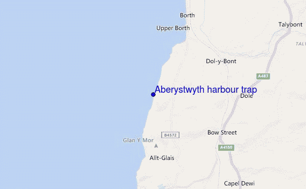 Aberystwyth harbour trap location map