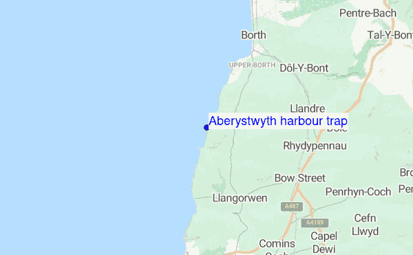 Aberystwyth harbour trap location map