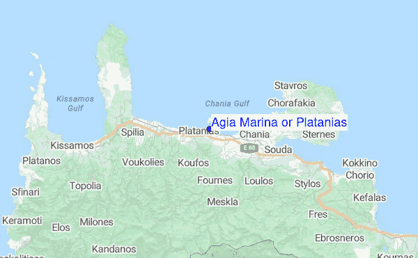 Agia Marina or Platanias Location Map