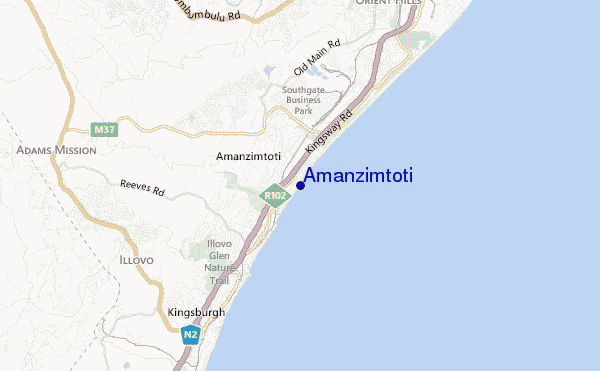 Amanzimtoti location map