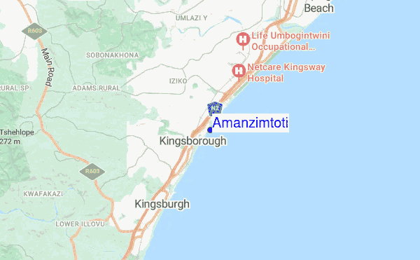 Amanzimtoti location map