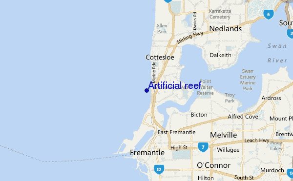 Artificial reef location map