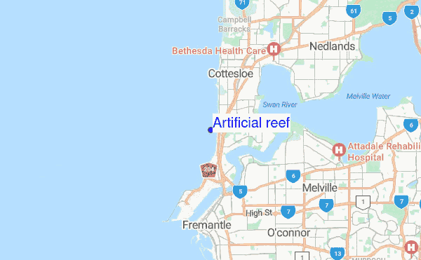 Artificial reef location map