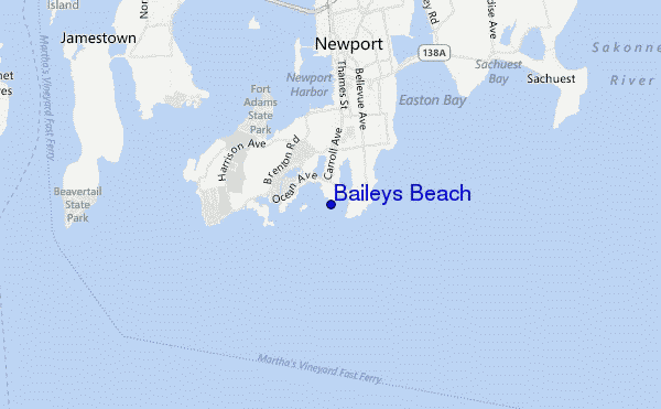 Baileys Beach location map