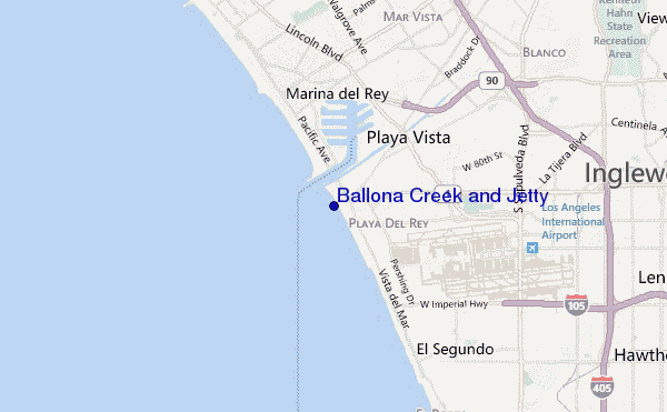 Ballona Creek and Jetty location map