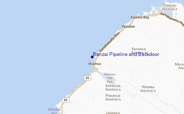 Banzai Pipeline and Backdoor location map