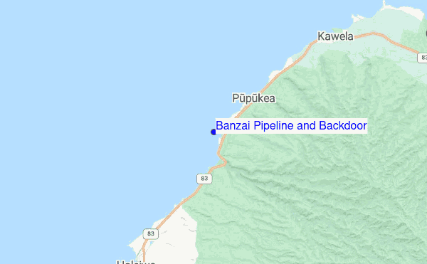 Banzai Pipeline and Backdoor location map