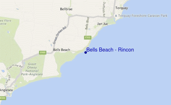Bells Beach - Rincon location map