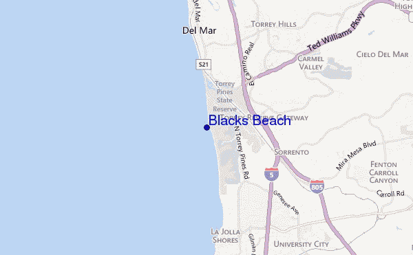 Blacks Beach location map