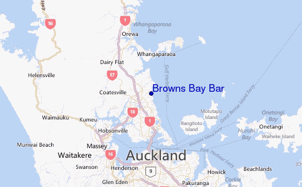 Browns Bay Bar Location Map