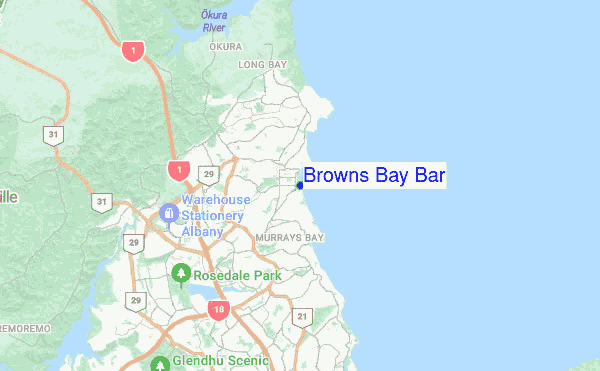 Browns Bay Bar location map