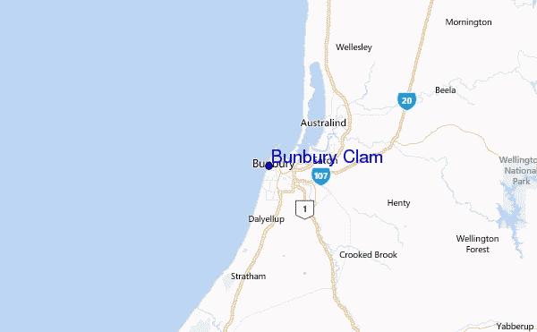 Bunbury Clam Location Map