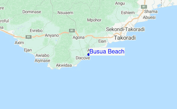 Busua Beach Location Map