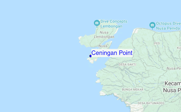 Ceningan Point location map