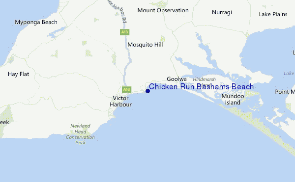 Chicken Run Bashams Beach Location Map