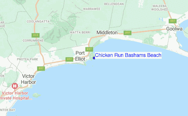 Chicken Run Bashams Beach location map