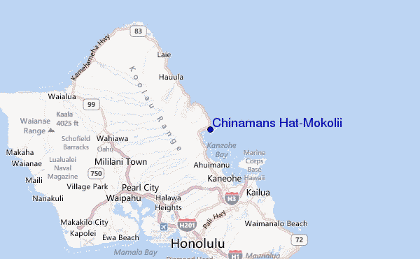 Chinamans Hat/Mokolii Location Map