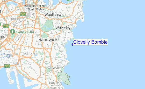 Clovelly Bombie location map