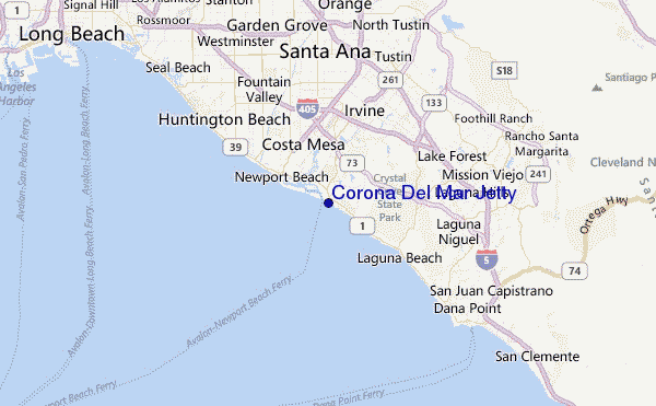 Corona Del Mar Jetty Location Map