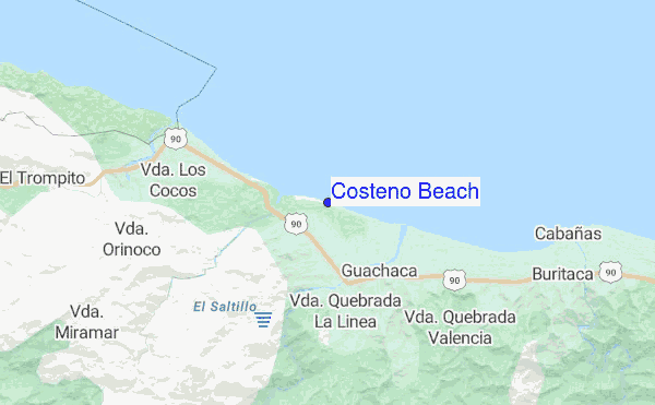 Costeño Beach location map