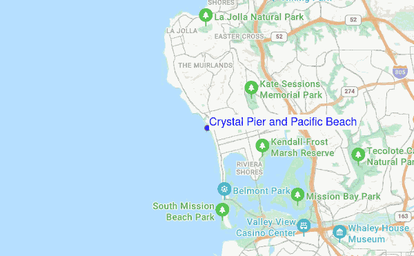 Crystal Pier and Pacific Beach location map