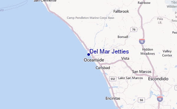 Del Mar Jetties Location Map