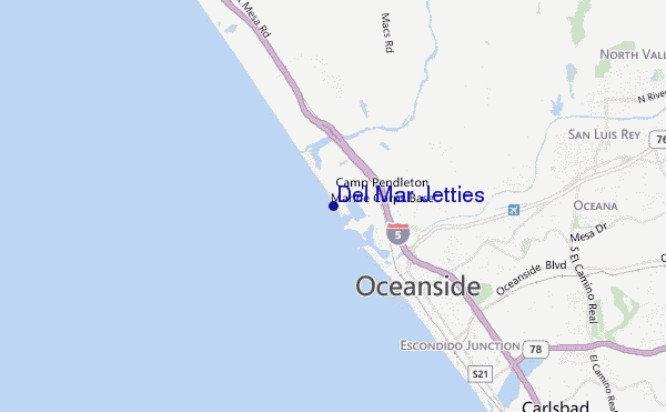 Del Mar Jetties location map
