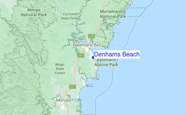 Denhams Beach Location Map