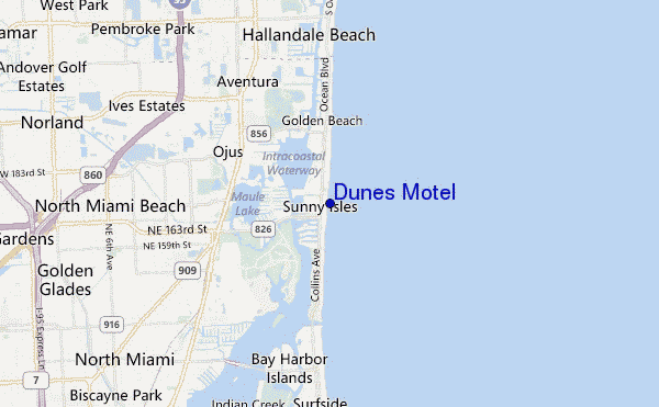 Dunes Motel location map