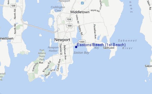 Eastons Beach (1st Beach) location map