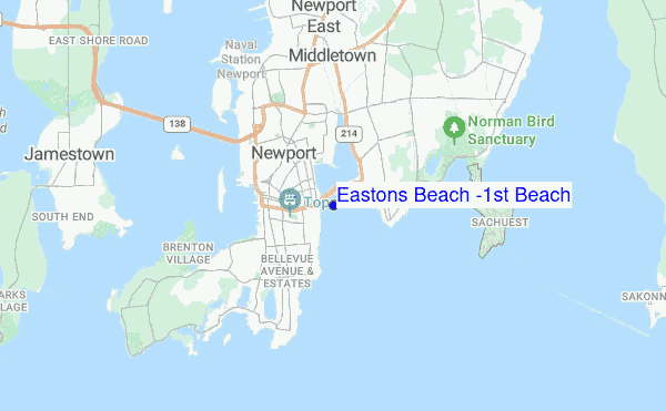 Eastons Beach (1st Beach) location map