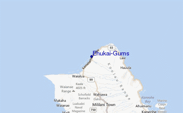 Ehukai/Gums Location Map
