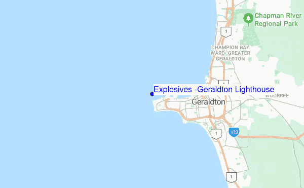 Explosives (Geraldton Lighthouse) location map