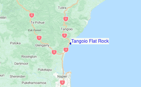 Tangoio Flat Rock Location Map
