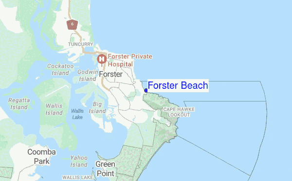 Forster Beach location map