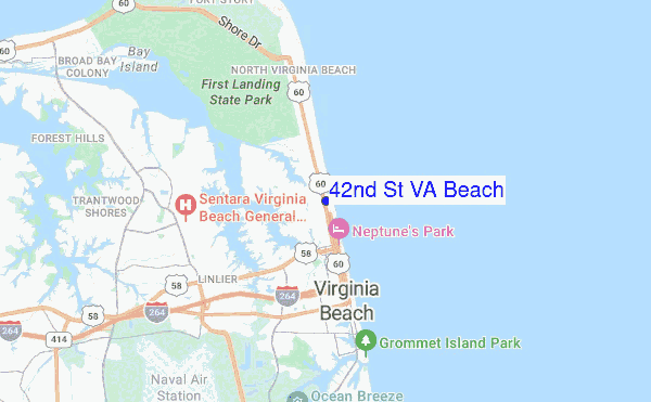 42nd St VA Beach location map