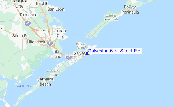 Galveston-61st Street Pier Location Map