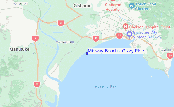 Midway Beach - Gizzy Pipe location map