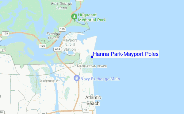 Hanna Park/Mayport Poles location map