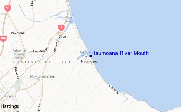 Haumoana River Mouth location map