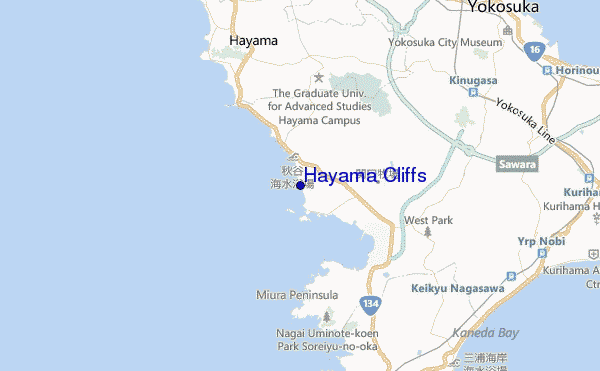 Hayama Cliffs location map