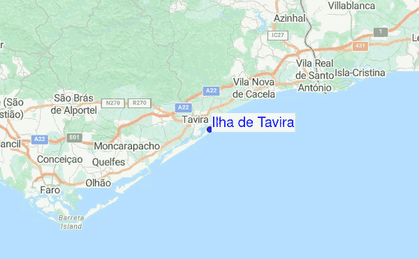 Ilha de Tavira Location Map